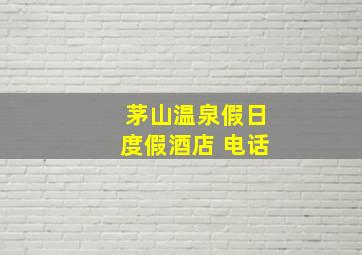 茅山温泉假日度假酒店 电话